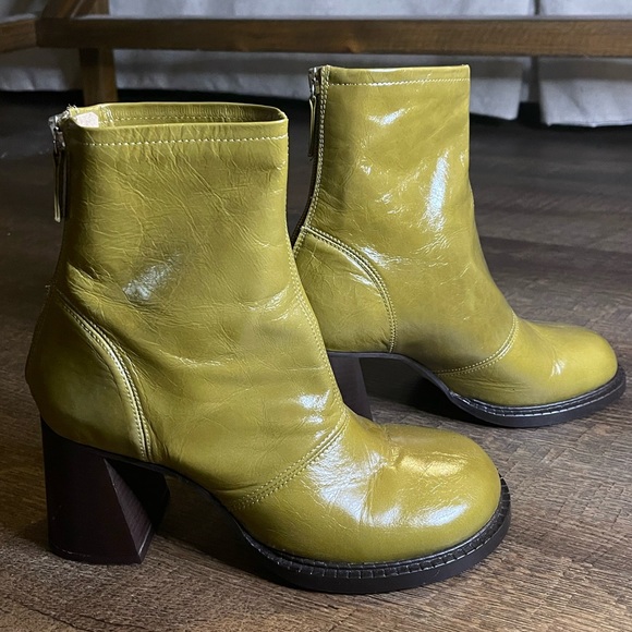 Topshop Milo Green Patent Leather Boots 